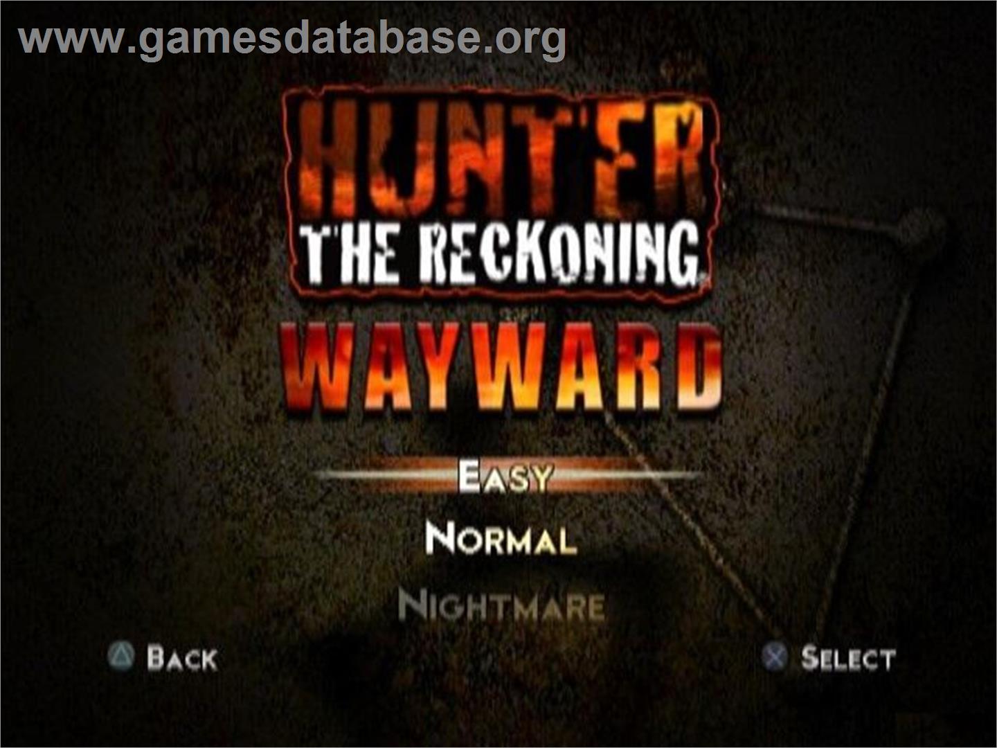 Hunter - The Reckoning - Wayward - Sony Playstation 2 - Artwork - Title Screen