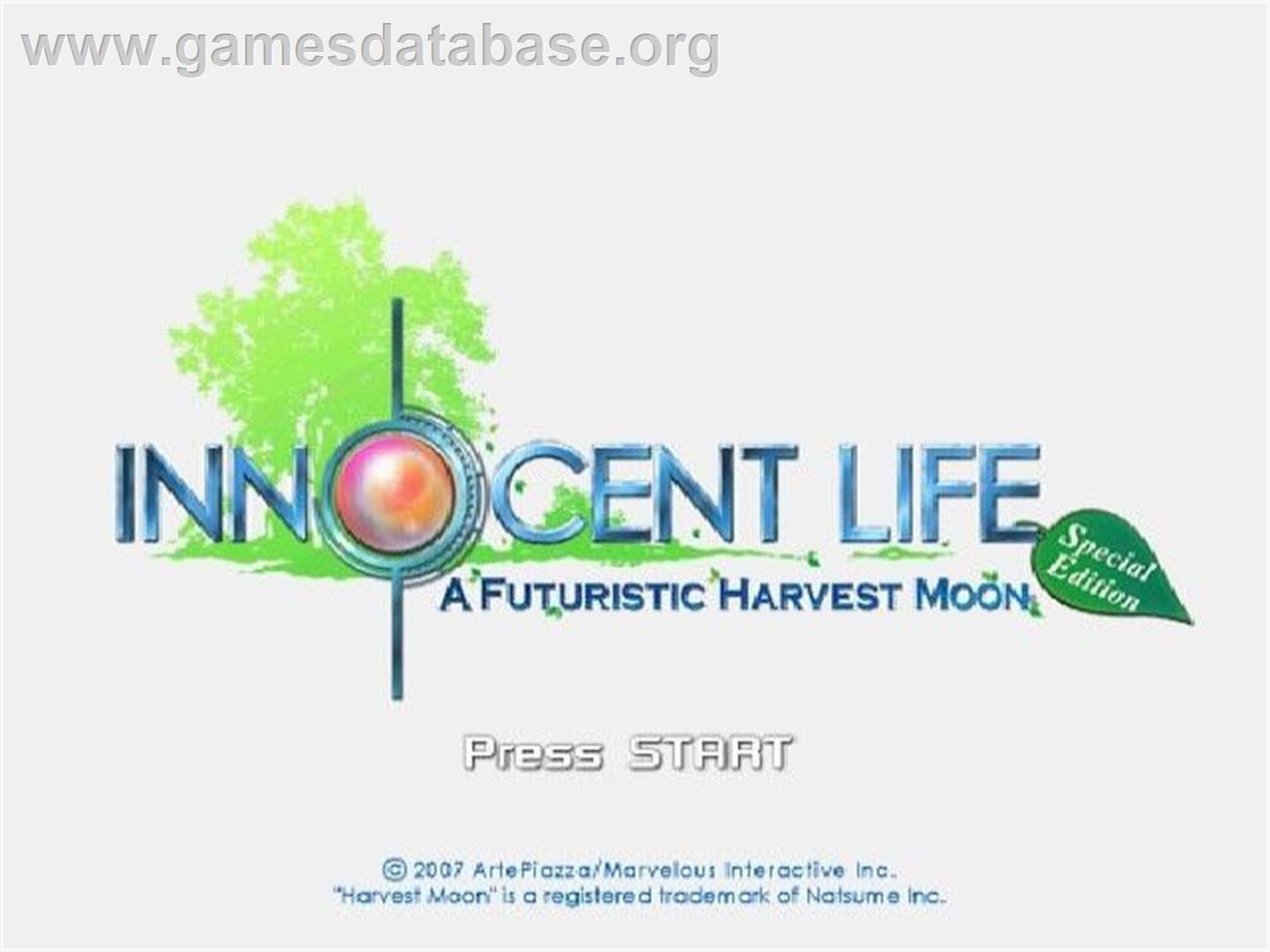 Innocent Life - A Futuristic Harvest Moon - Special Edition - Sony Playstation 2 - Artwork - Title Screen
