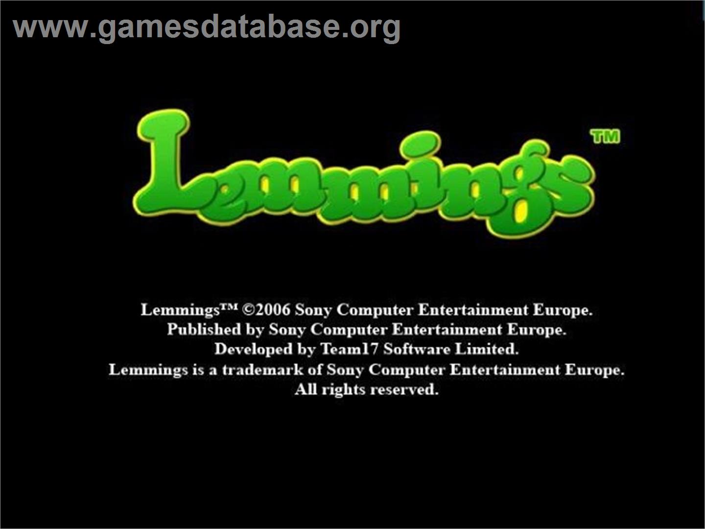 Lemmings - Sony Playstation 2 - Artwork - Title Screen