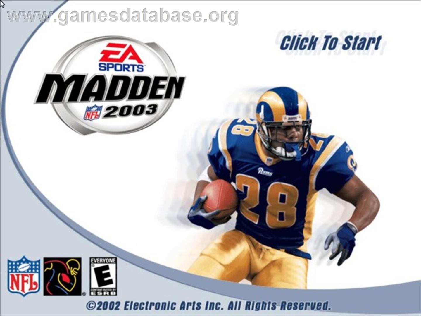 Madden Nfl 2003 - Sony Playstation 2 - Artwork - Title Screen