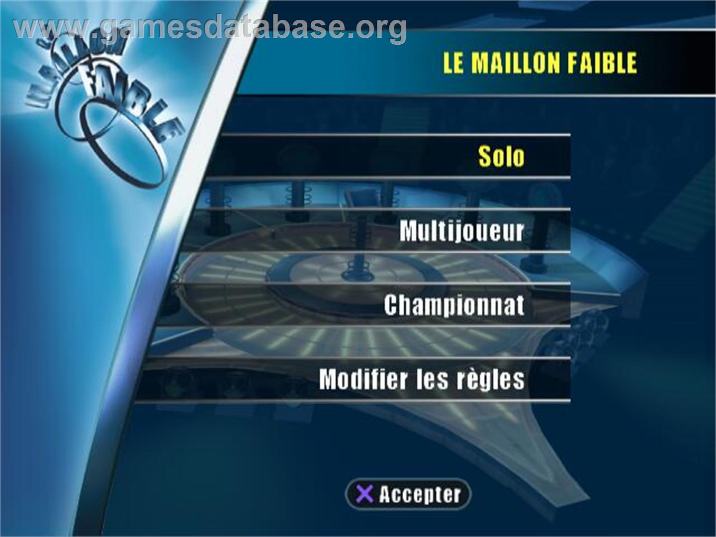 Maillon Faible, Le - Sony Playstation 2 - Artwork - Title Screen