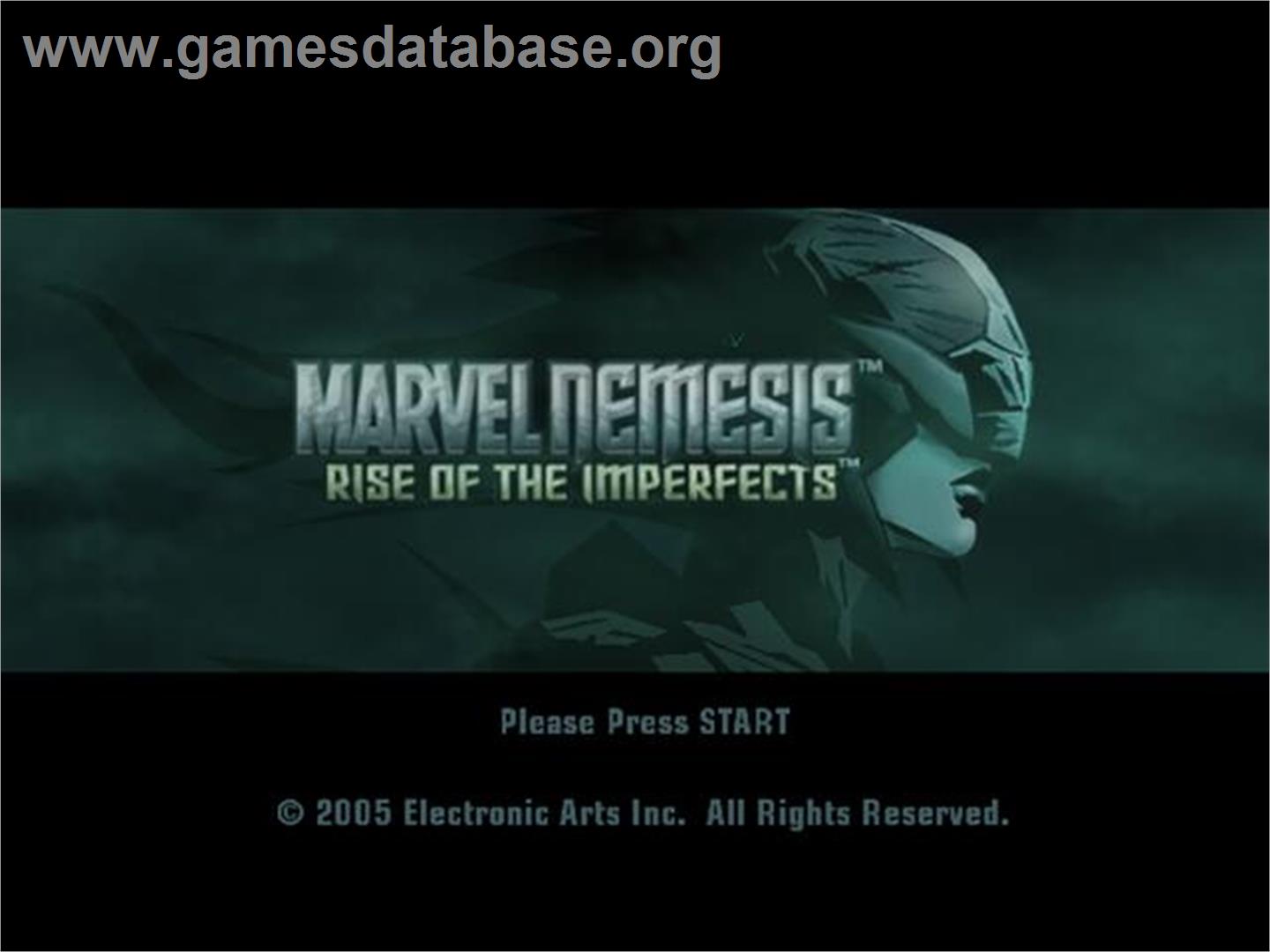 Marvel Nemesis - Rise of the Imperfects - Sony Playstation 2 - Artwork - Title Screen