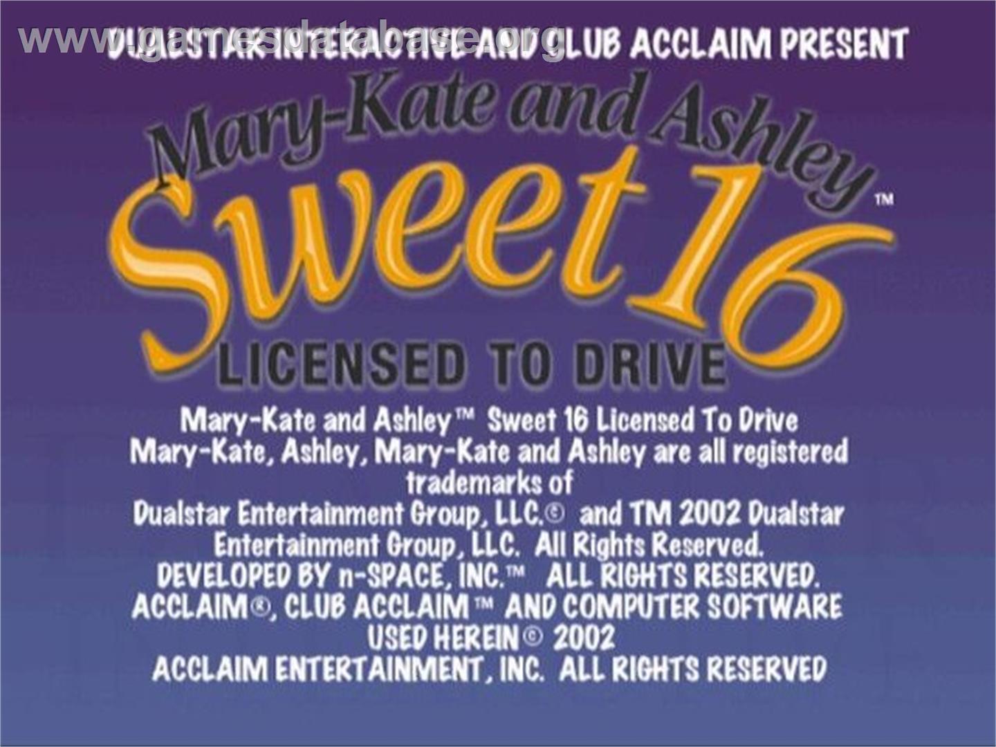 Mary-kate And Ashley - Sweet 16 - Sony Playstation 2 - Artwork - Title Screen