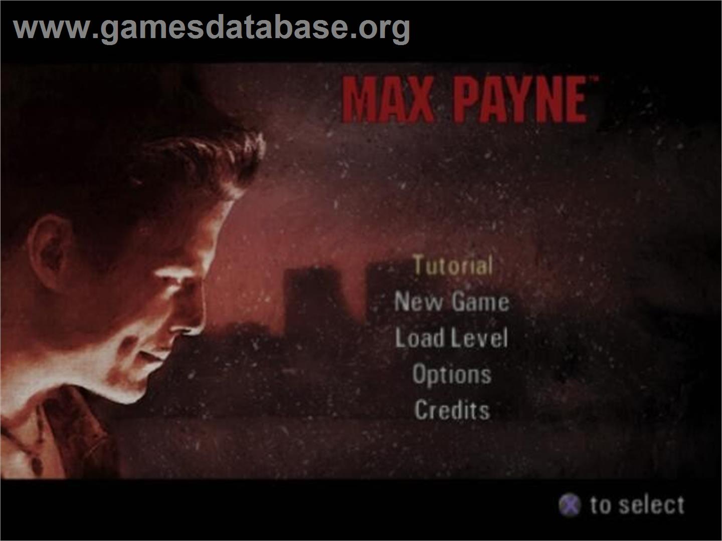 Max Payne - Sony Playstation 2 - Artwork - Title Screen