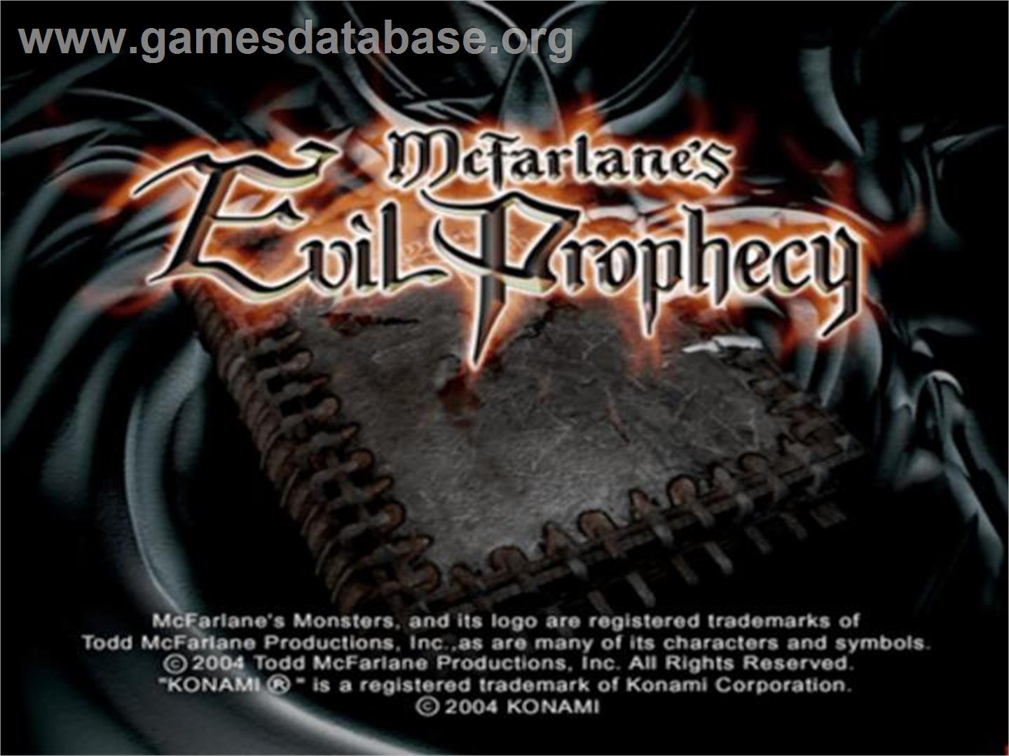 Mcfarlane's Evil Prophecy - Sony Playstation 2 - Artwork - Title Screen