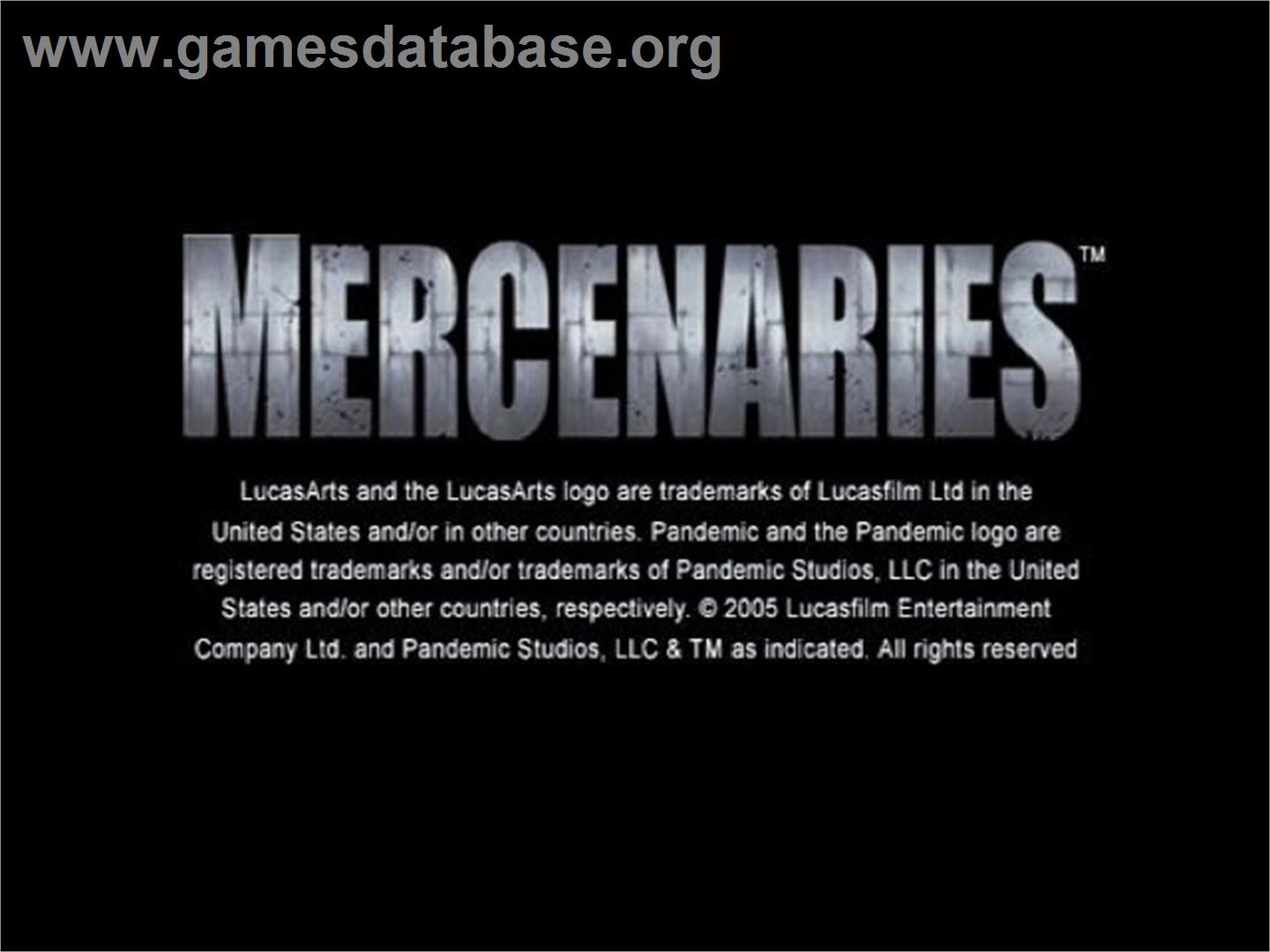Mercenaries - Playground of Destruction - Sony Playstation 2 - Artwork - Title Screen