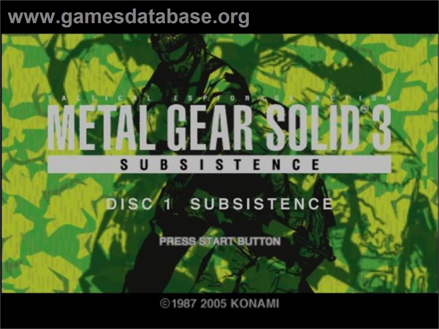 Metal Gear Solid 3 Subsistence - Sony Playstation 2 - Artwork - Title Screen