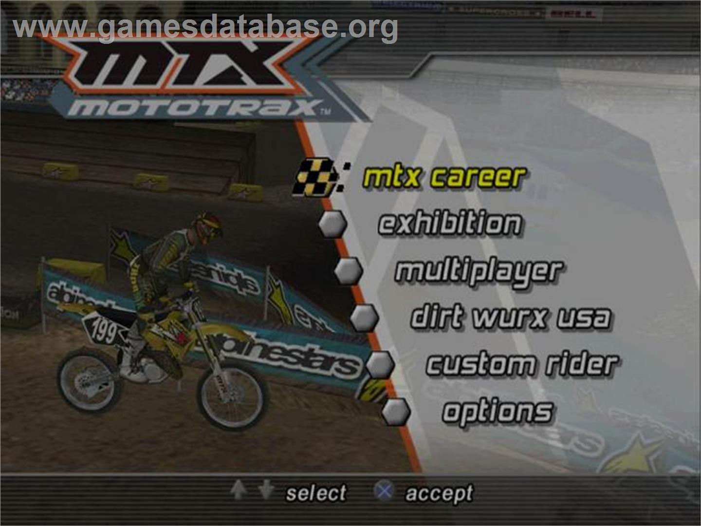 Mtx Mototrax - Sony Playstation 2 - Artwork - Title Screen