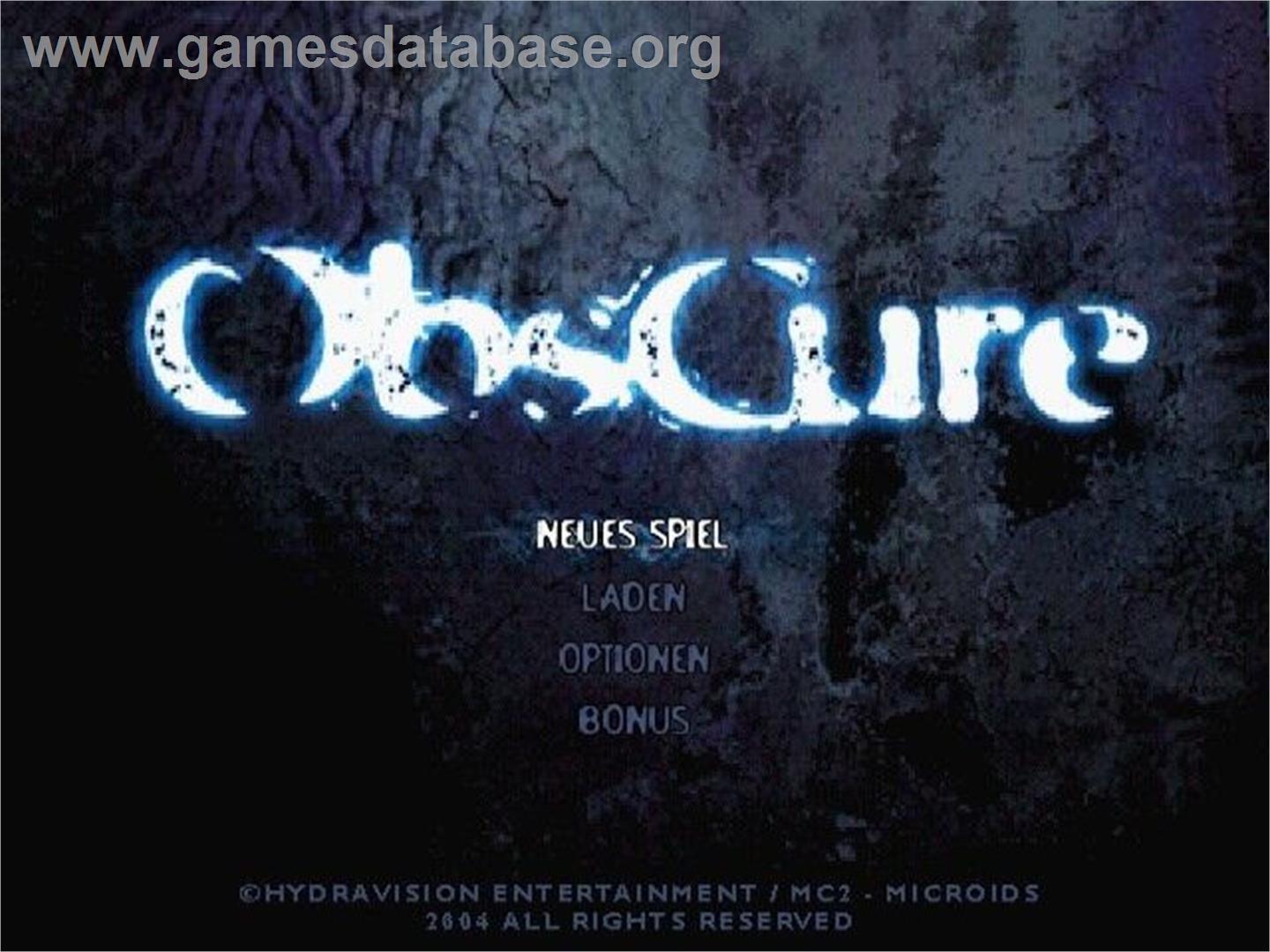 Obscure - Sony Playstation 2 - Artwork - Title Screen