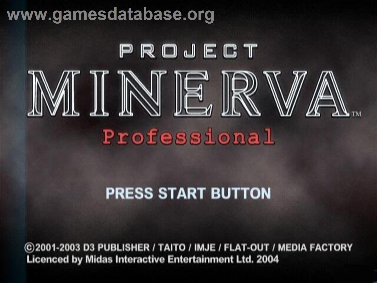 Project Minerva Professional - Sony Playstation 2 - Artwork - Title Screen