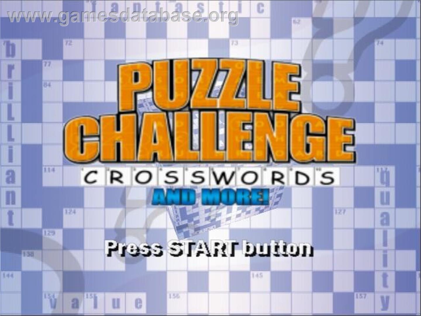 Puzzle Challenge - Crosswords And More ! - Sony Playstation 2 - Artwork - Title Screen