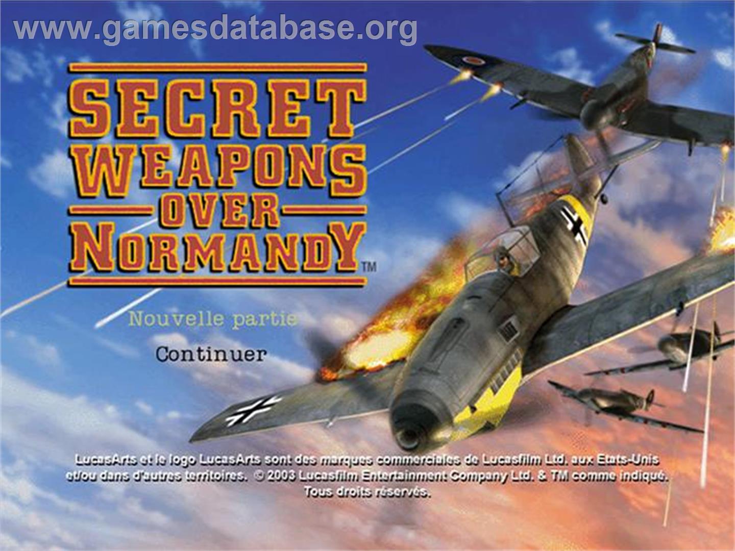 Secret Weapons Over Normandy - Sony Playstation 2 - Artwork - Title Screen