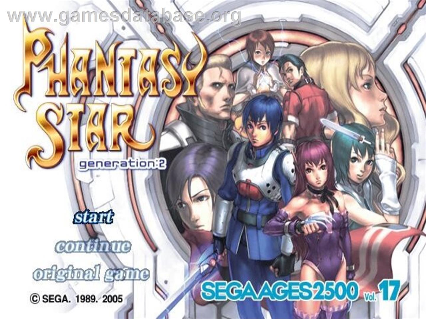 Sega Ages 2500 Series Vol. 17 - Phantasy Star - Generation - 2 - Sony Playstation 2 - Artwork - Title Screen