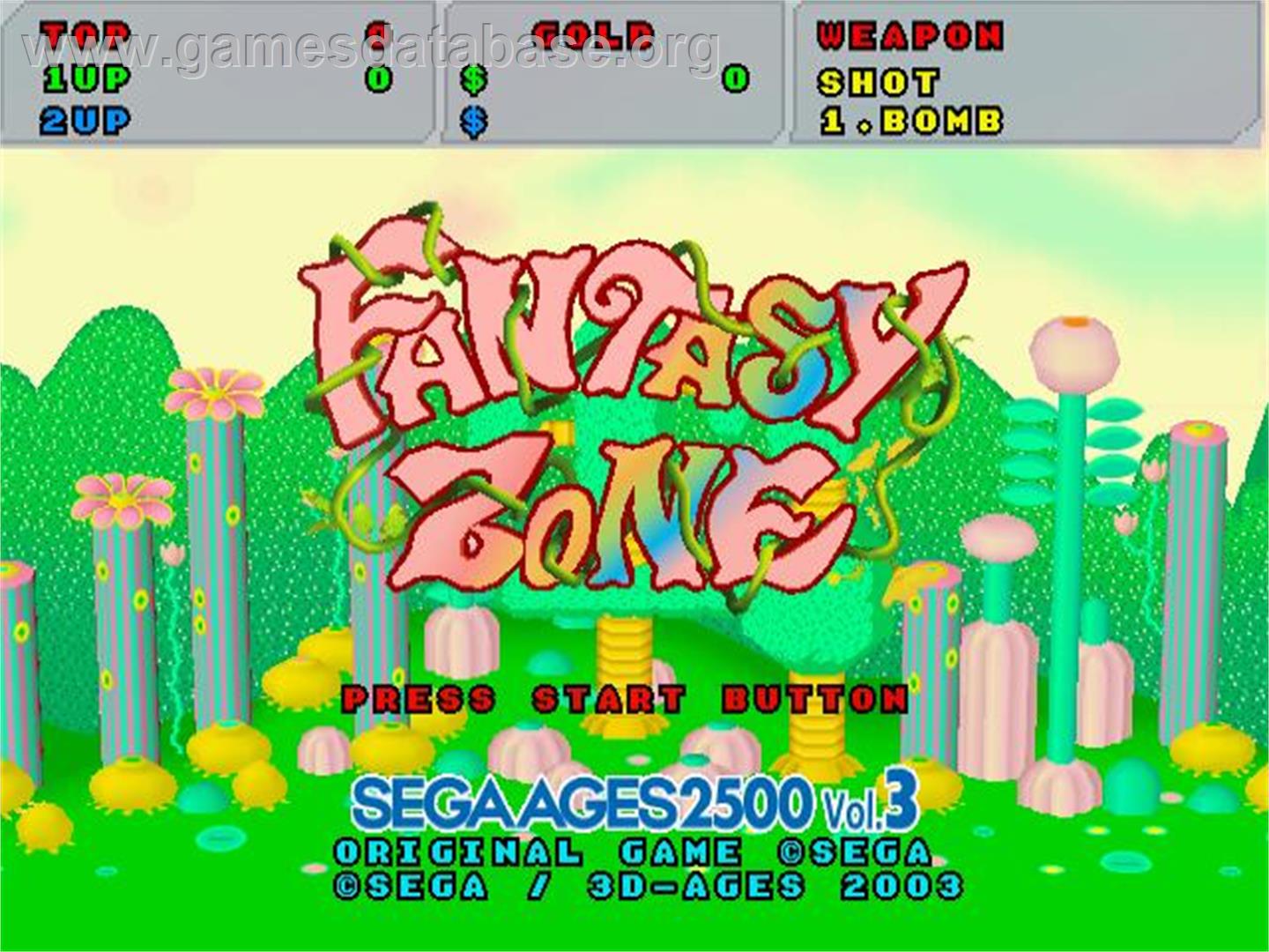 Sega Ages 2500 Series Vol. 3 - Fantasy Zone - Sony Playstation 2 - Artwork - Title Screen