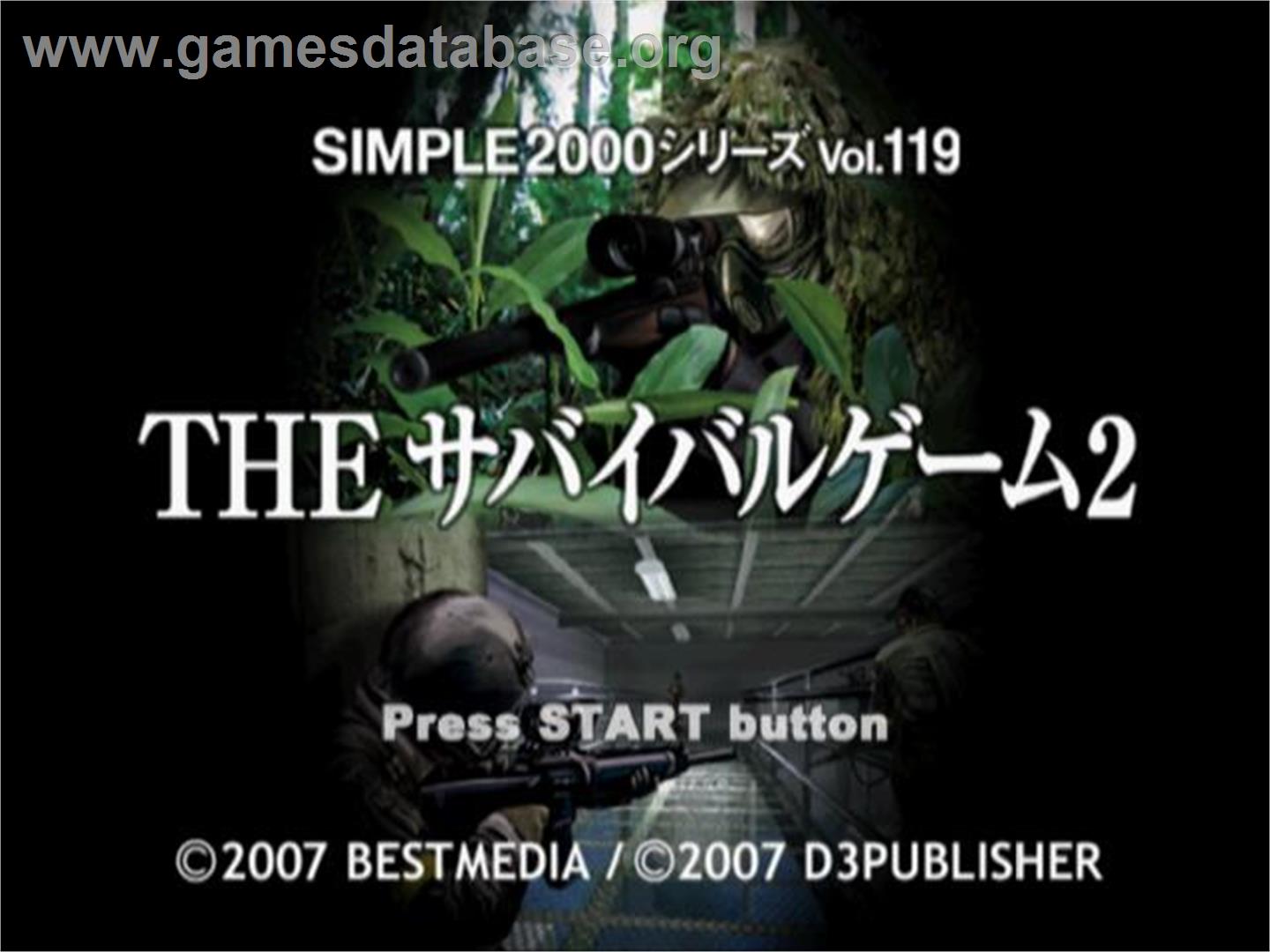 Simple 2000 Series Vol. 119 - The Survival Game 2 - Sony Playstation 2 - Artwork - Title Screen