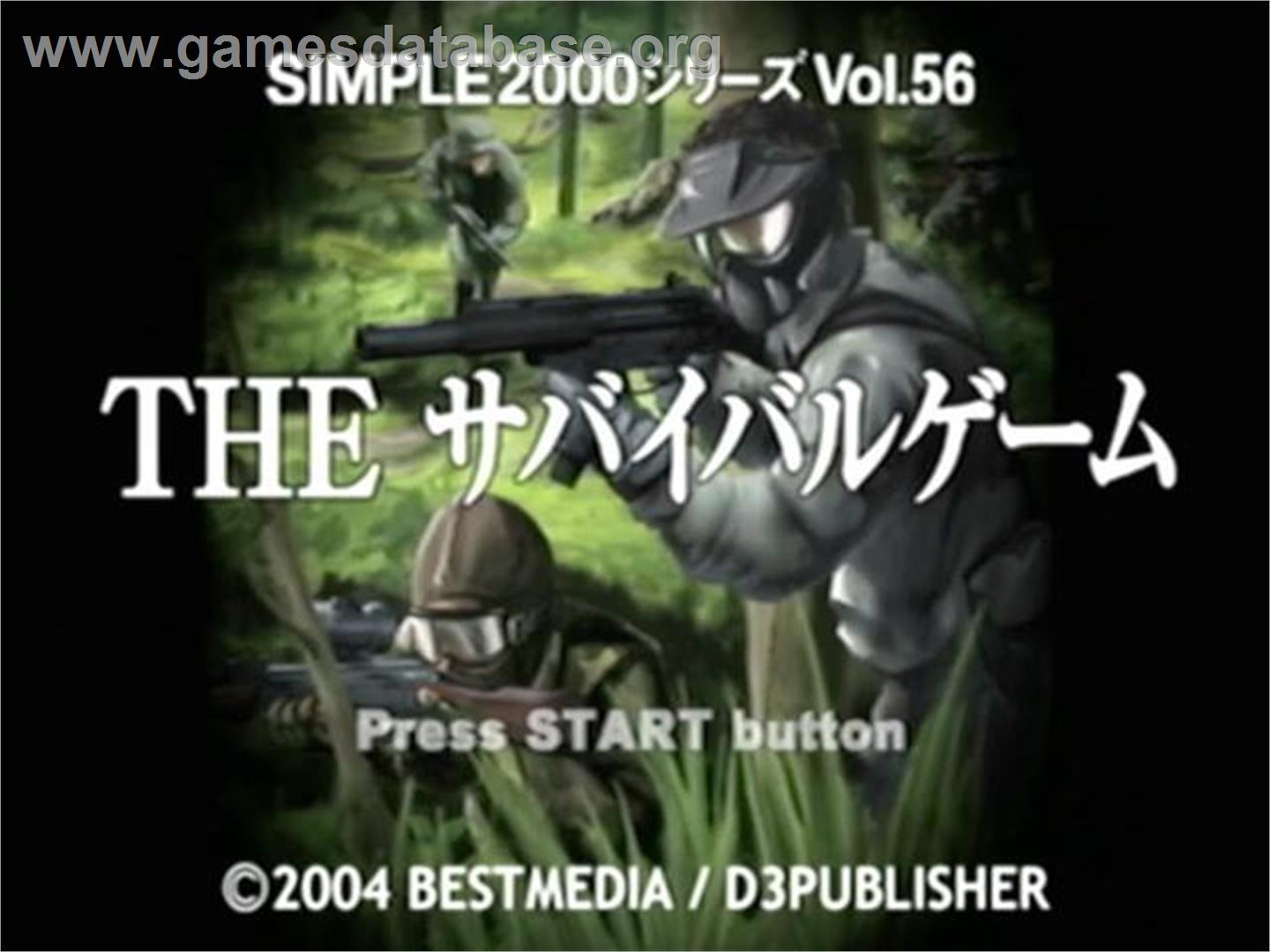 Simple 2000 Series Vol. 56 - The Survival Game - Sony Playstation 2 - Artwork - Title Screen