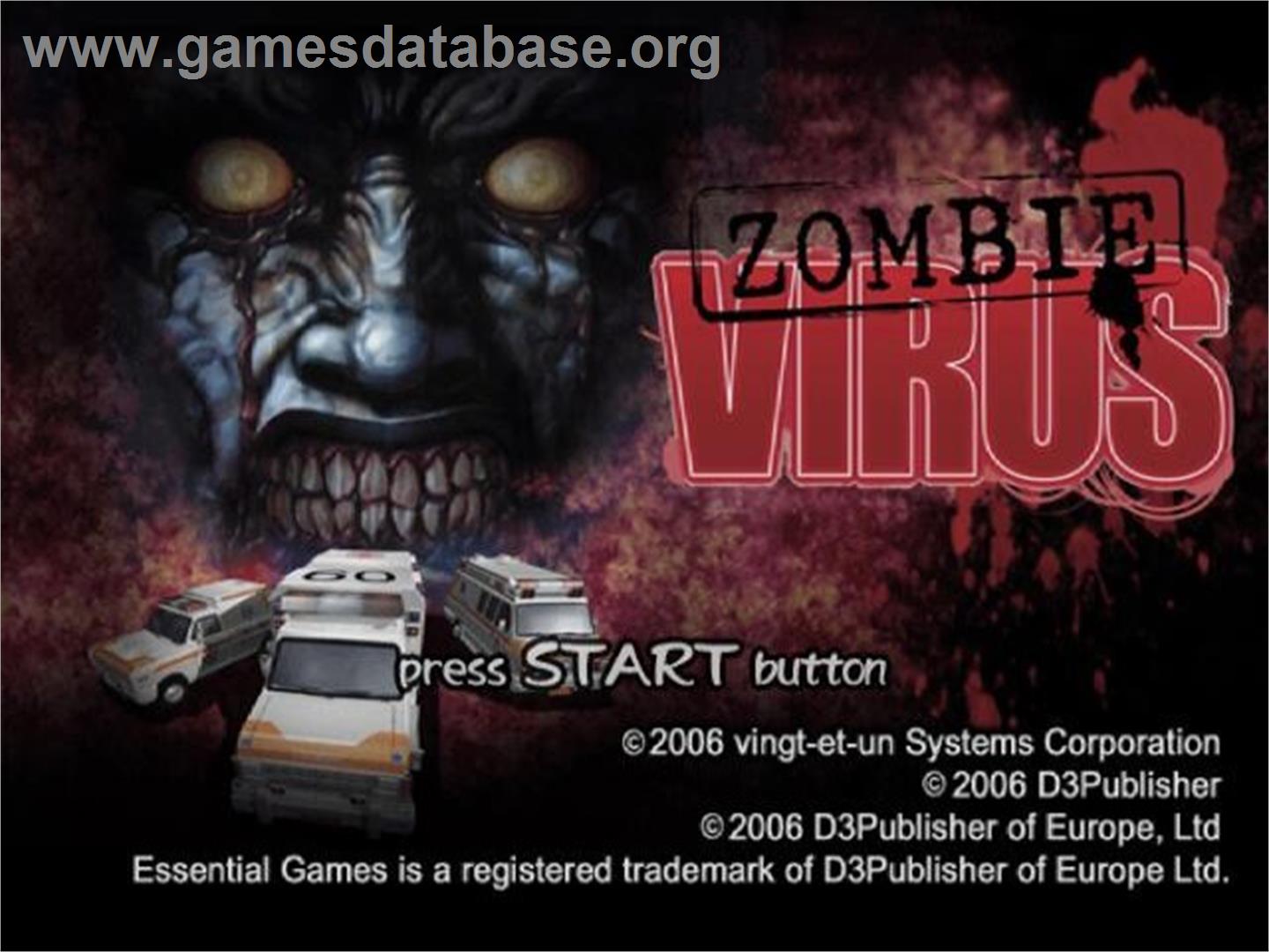 Simple 2000 Series Vol. 95 - The Zombie Vs. Kyuukyuusha - Sony Playstation 2 - Artwork - Title Screen