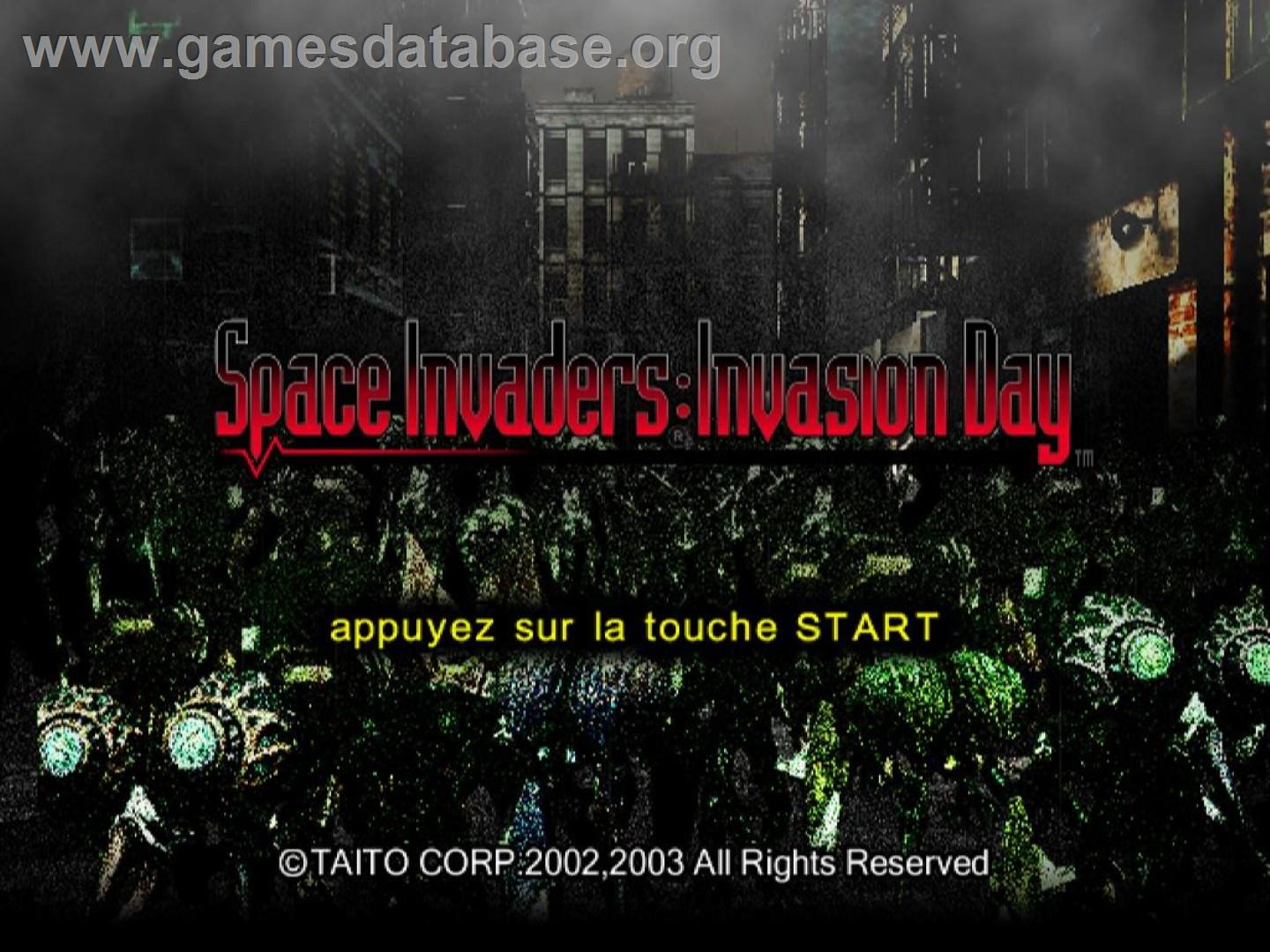 Space Invaders - Invasion Day - Sony Playstation 2 - Artwork - Title Screen