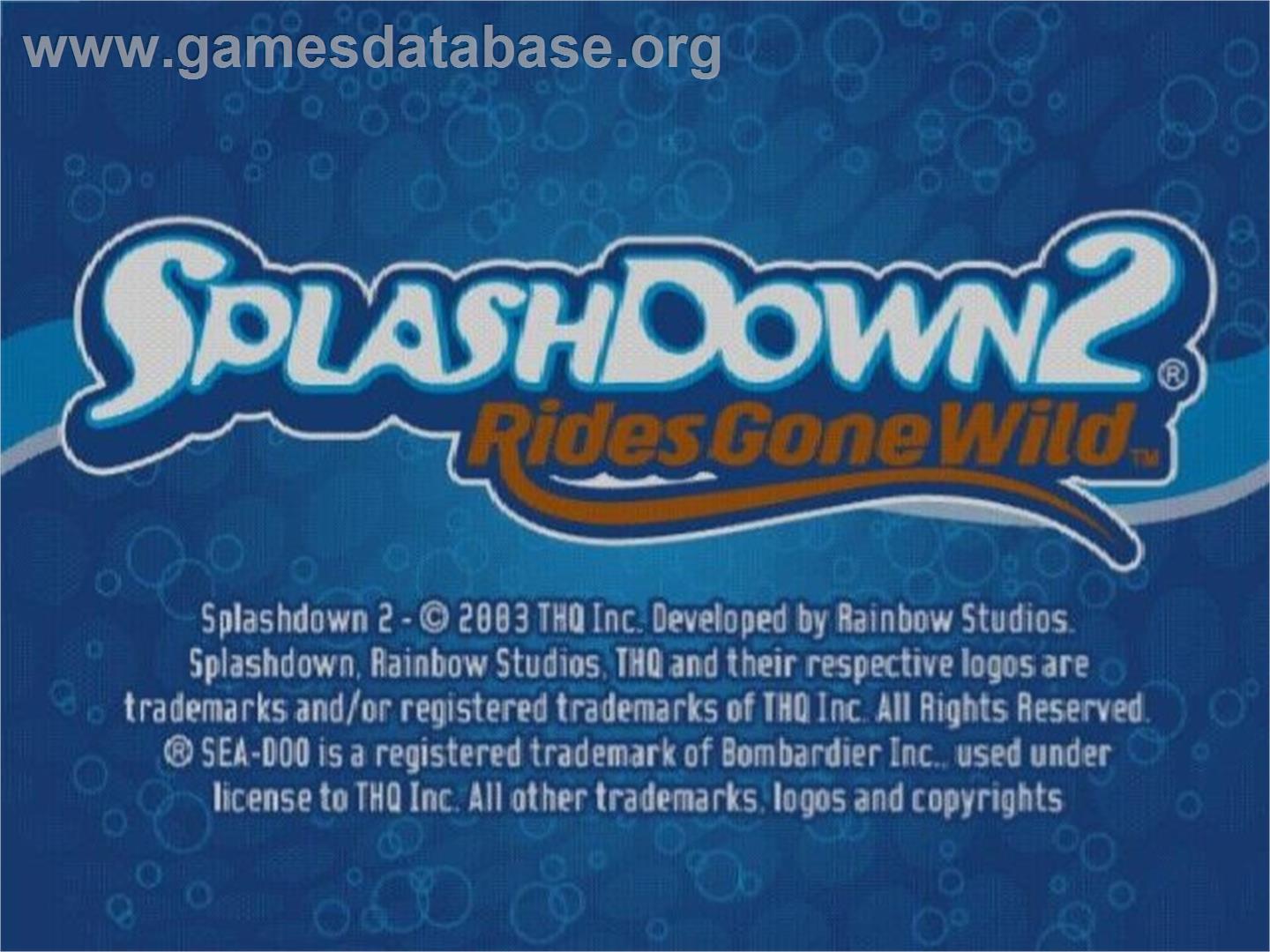 Splashdown 2 - Rides Gone Wild - Sony Playstation 2 - Artwork - Title Screen