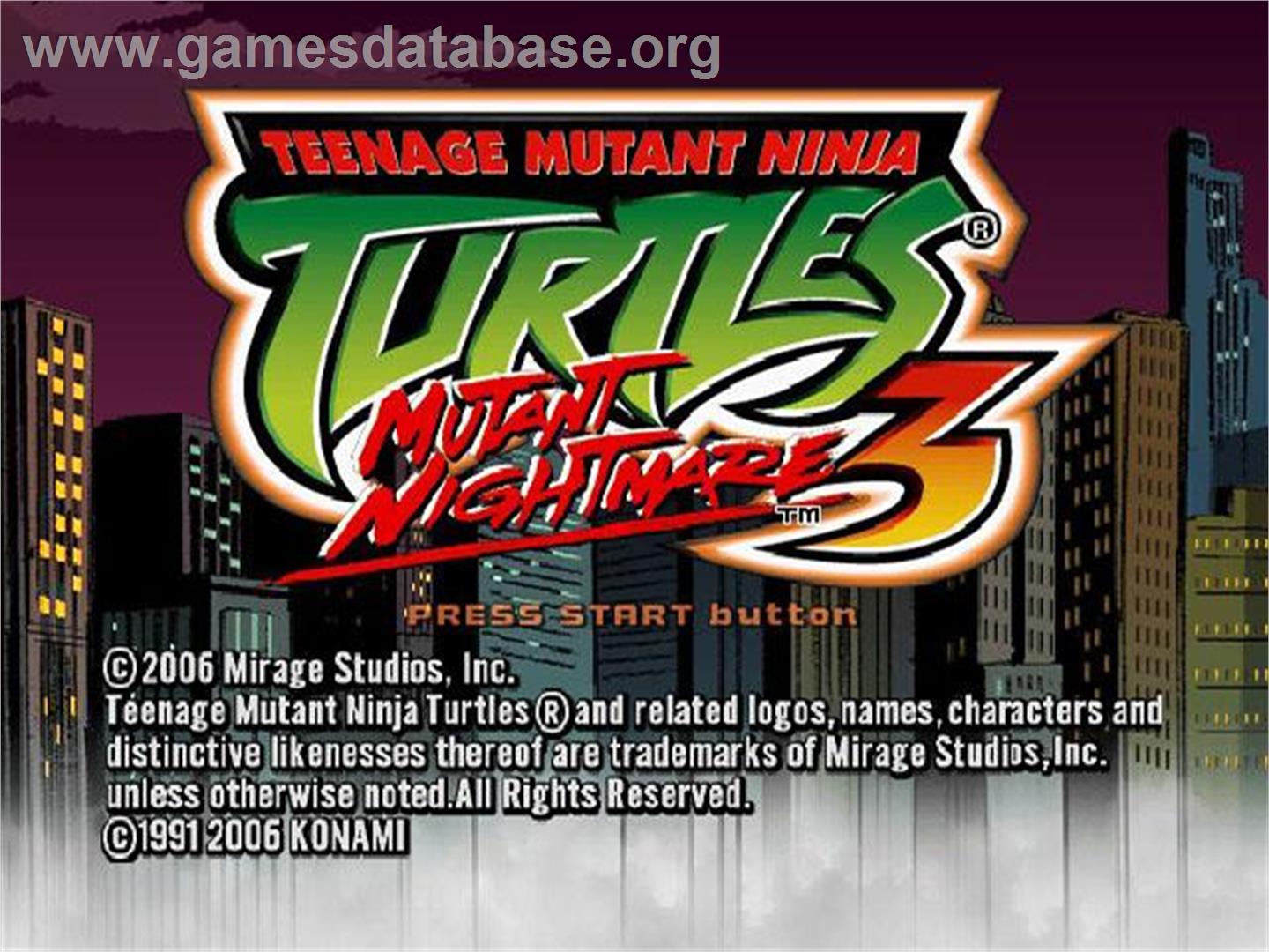 Teenage Mutant Ninja Turtles 3 - Mutant Nightmare - Sony Playstation 2 - Artwork - Title Screen