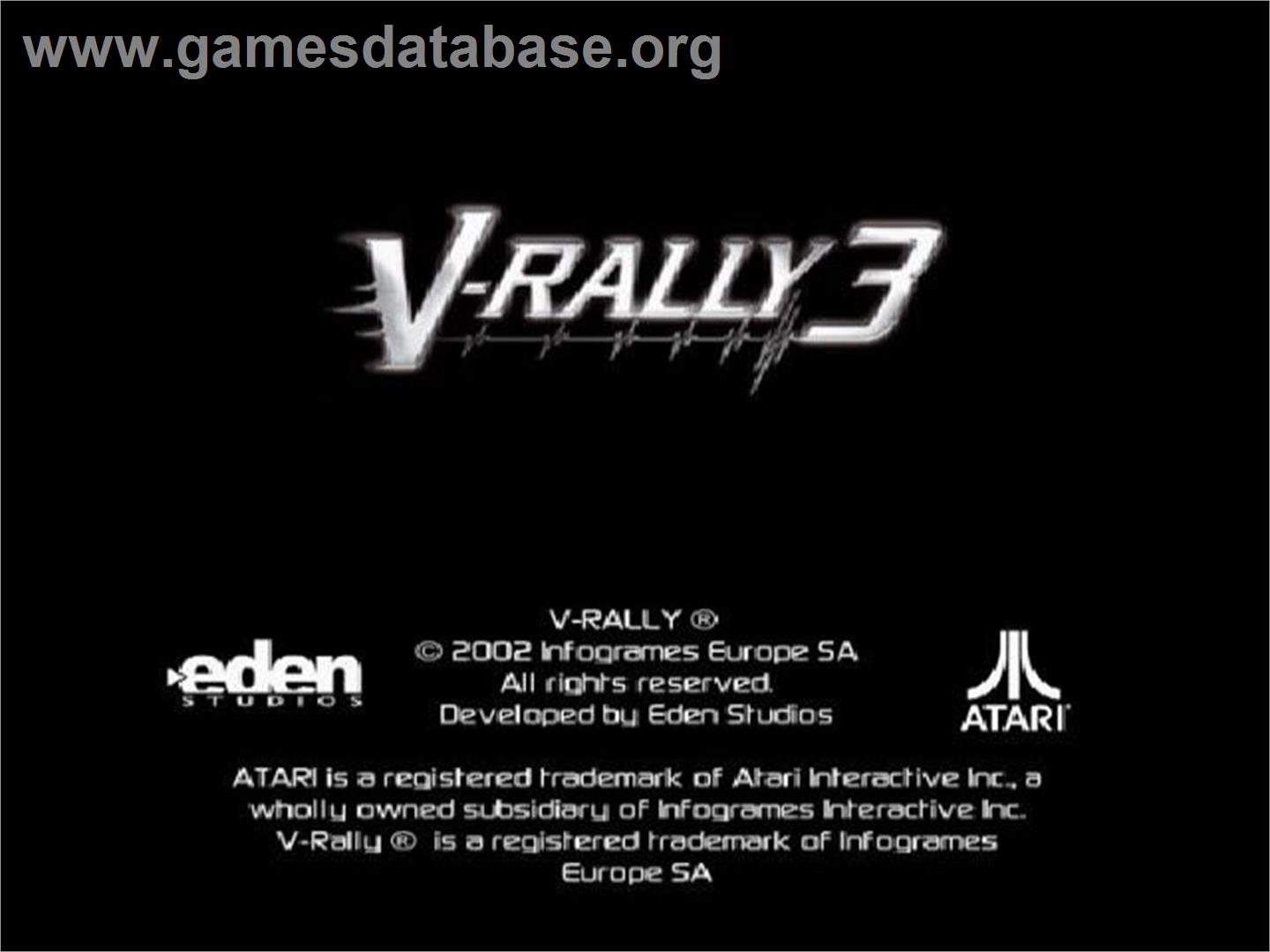 V-rally 3 - Sony Playstation 2 - Artwork - Title Screen