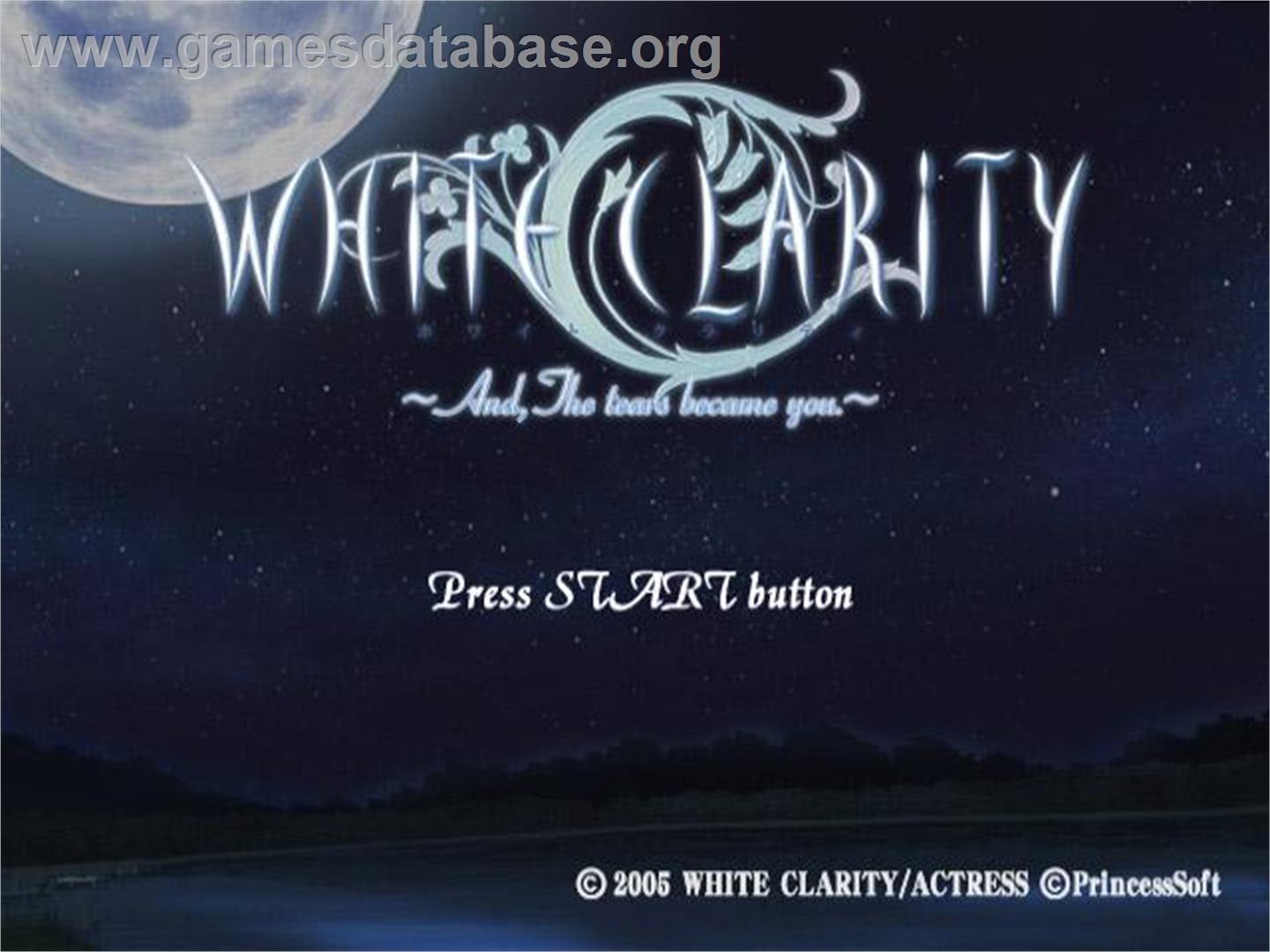 White Clarity - And, the Tears Became You - Sony Playstation 2 - Artwork - Title Screen