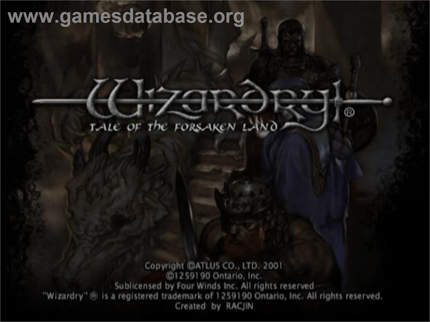 Wizardry - Tale Of The Forsaken Land - Sony Playstation 2 - Artwork - Title Screen