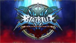 Title screen of BlazBlue Continuum Shift on the Taito Type X2.