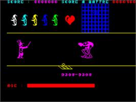 In game image of Lancelot on the Tangerine Oric.