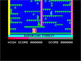 In game image of Manic Miner on the Tangerine Oric.