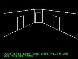 In game image of Mission Impossible on the Tangerine Oric.