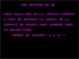 Title screen of Affaire En Or, Une on the Tangerine Oric.