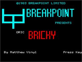 Title screen of Bricky on the Tangerine Oric.