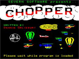 Title screen of Chopper on the Tangerine Oric.