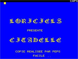 Title screen of Citadelle on the Tangerine Oric.