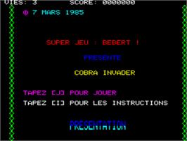 Title screen of Cobra Invader on the Tangerine Oric.