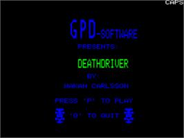 Title screen of Death Driver on the Tangerine Oric.