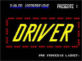 Title screen of Driver on the Tangerine Oric.