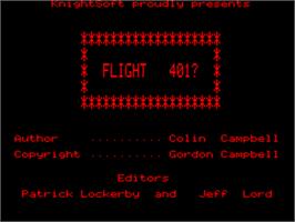 Title screen of Flight 401 on the Tangerine Oric.