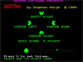 Title screen of Ghostman on the Tangerine Oric.