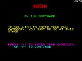 Title screen of Hangman on the Tangerine Oric.