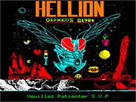Title screen of Hellion on the Tangerine Oric.