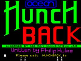 Title screen of Hunchback on the Tangerine Oric.