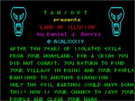 Title screen of Land Of Illusion on the Tangerine Oric.