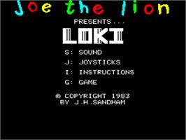Title screen of Loki on the Tangerine Oric.