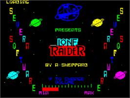 Title screen of Lone Raider on the Tangerine Oric.