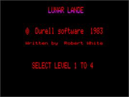 Title screen of Lunar Lander on the Tangerine Oric.