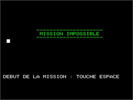 Title screen of Mission Impossible on the Tangerine Oric.
