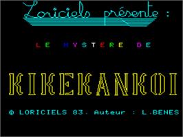 Title screen of Mystere De Kikekankoi on the Tangerine Oric.