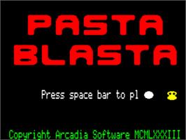 Title screen of Pasta Blasta on the Tangerine Oric.